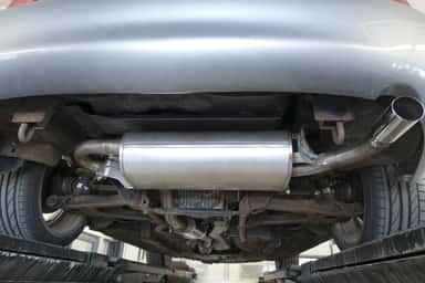 A picture of a newly replaced exhaust system